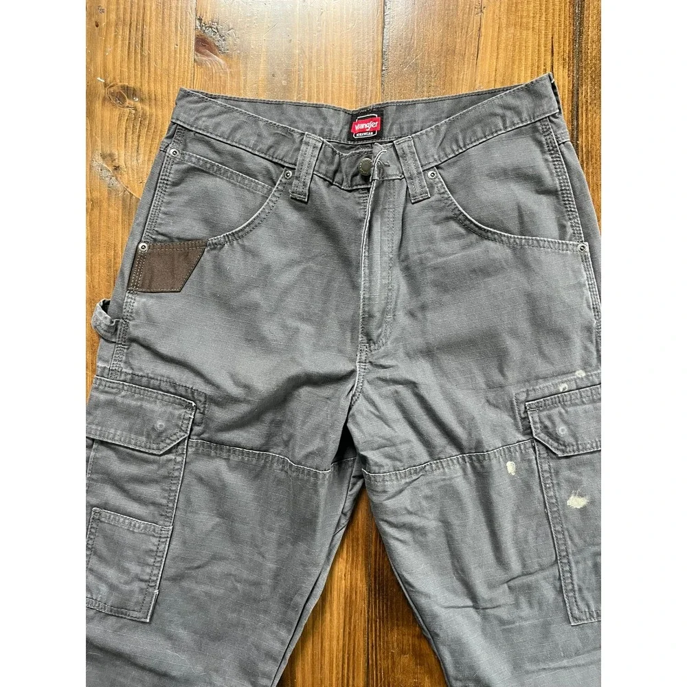 Wrangler Workwear Mens Grey Ripstop Cargo Pants 32x30 10WMWR1GR Paint Splatter